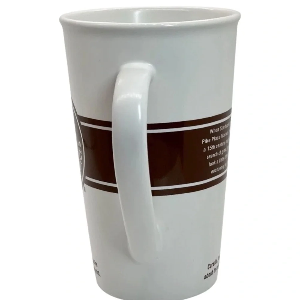 Vintage Starbucks coffee tea‎ spices Siren Mermaid logo 16 oz Logo white & brown